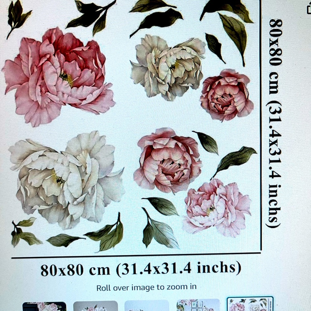 NWOT Peony wall decal 31” x 31”